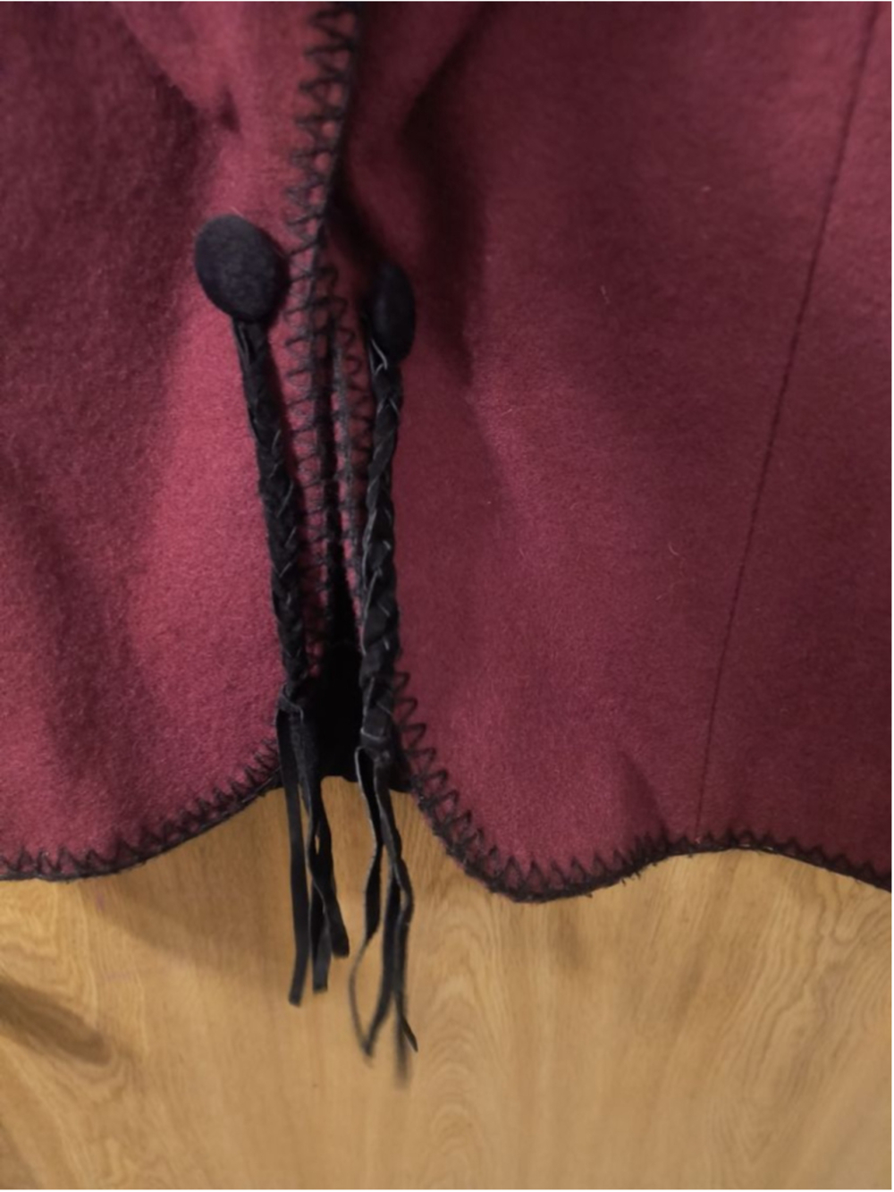 Vtg Mid-West Garment Co Wool Vest XL Burgundy Blanket Stitch Made in Canada Boho - Picture 6 of 8